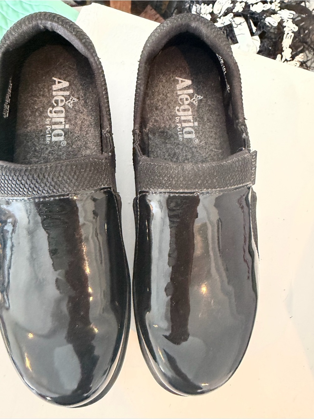 Alegria Black Patent Slip-On Comfort Loafers